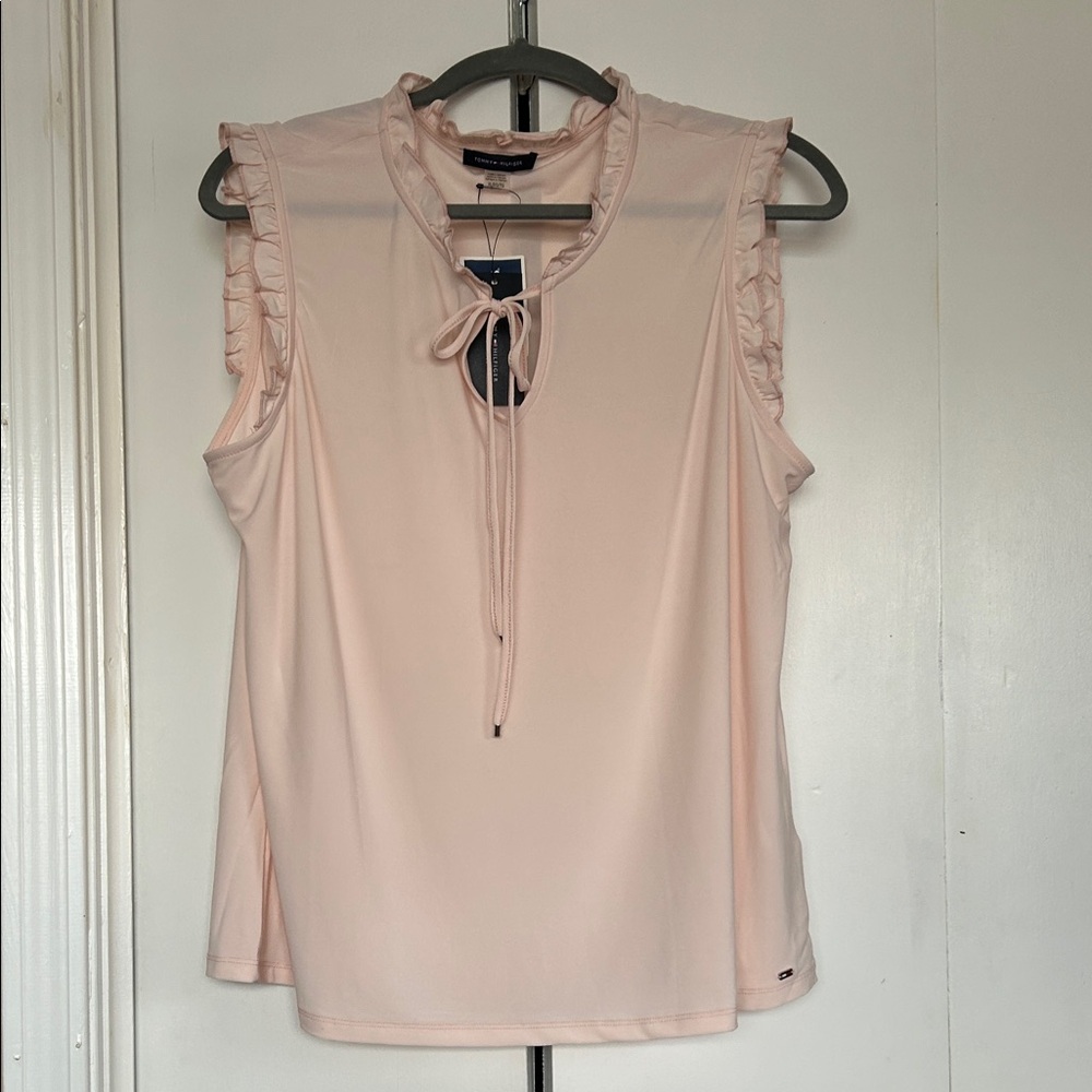 Tommy Hilfiger Women's Light Pink Ruffle Top NWT